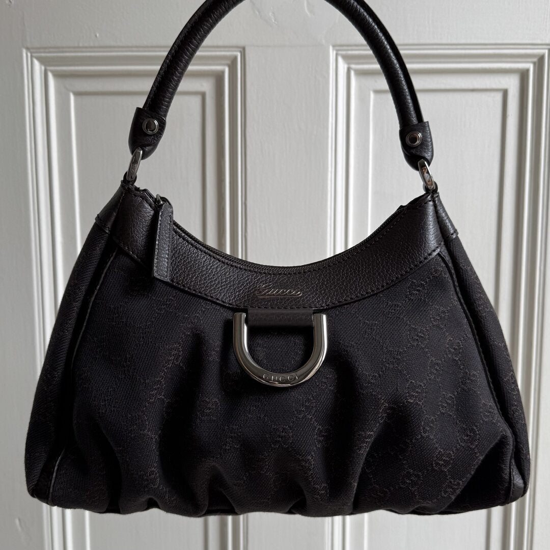 Gucci GG Canvas Abbey Chocolate Brown Shoulder Bag