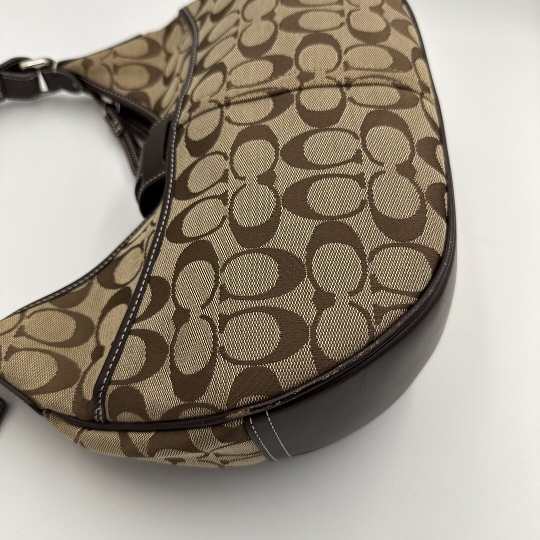 Coach Signature Hobo Buckle Brown Shoulder Bag