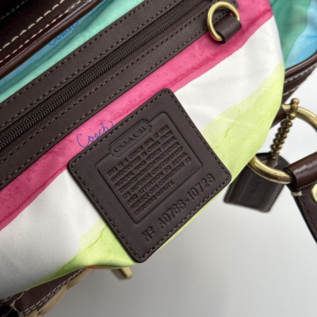 Coach Straw Brown Bucket Tote Bag