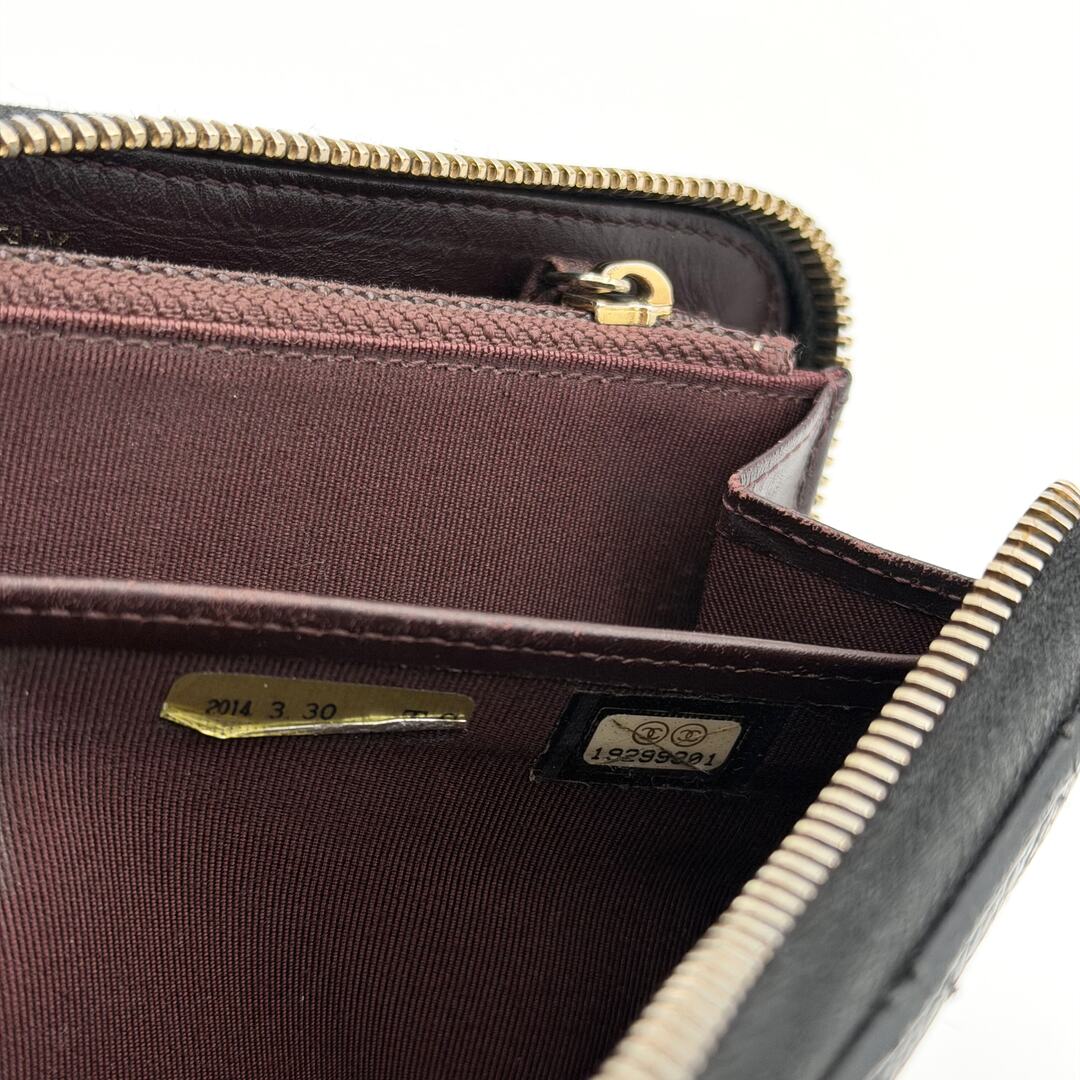2014 Chanel CC Matelasse Caviar Black Leather Long Zip Wallet