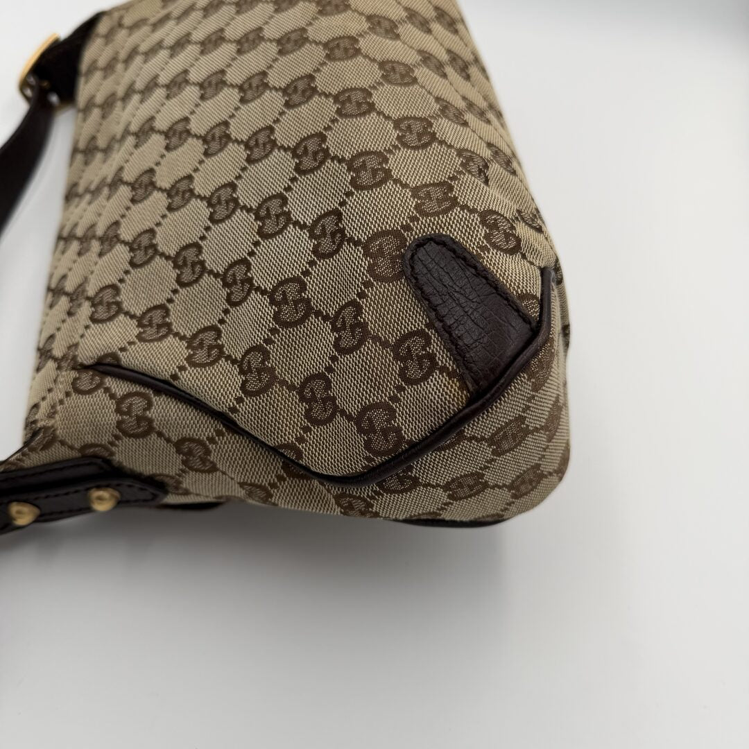 Gucci GG Canvas Horsebit Chain Brown Shoulder Bag