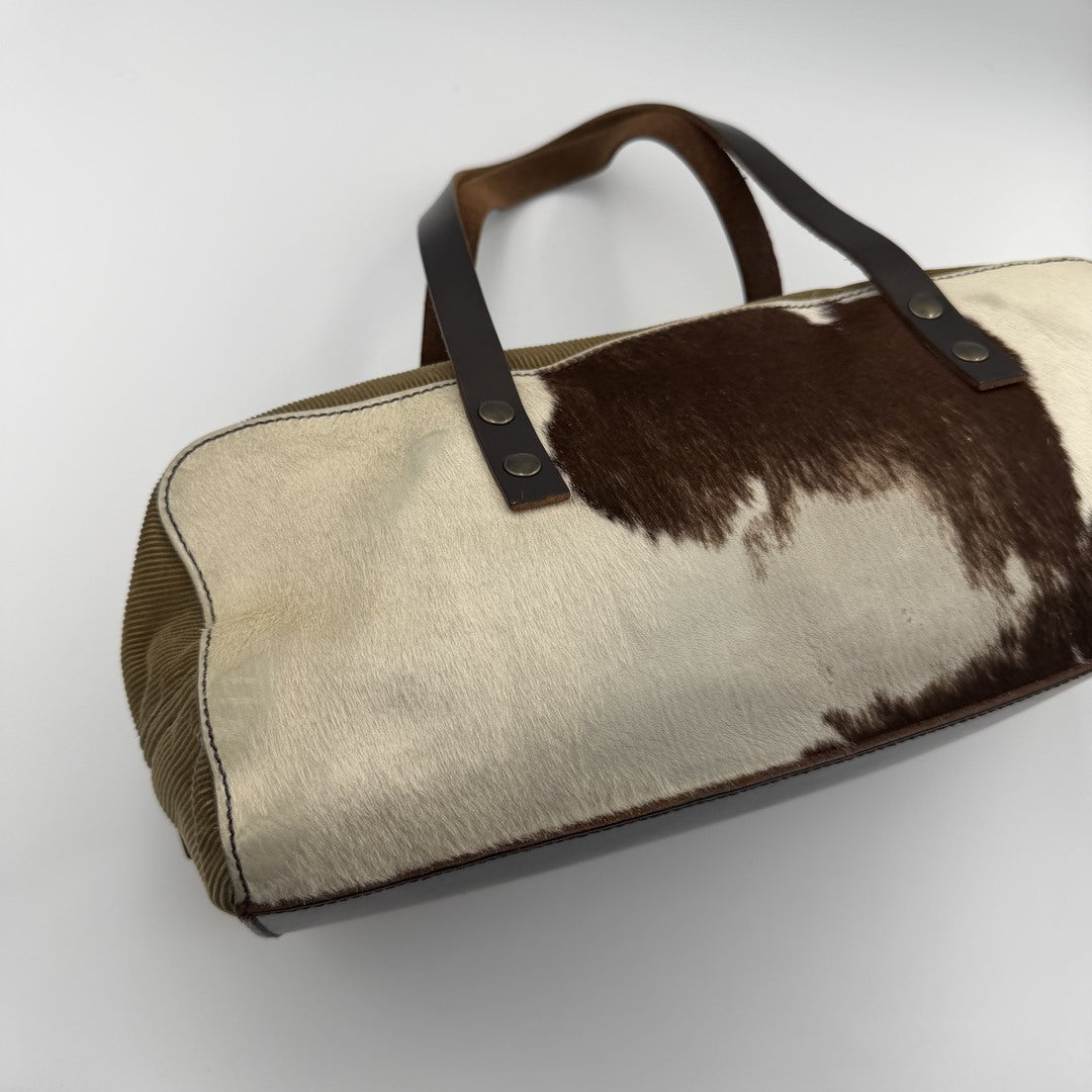 Archive Miu Miu Cow Print Corduroy Shoulder Bag
