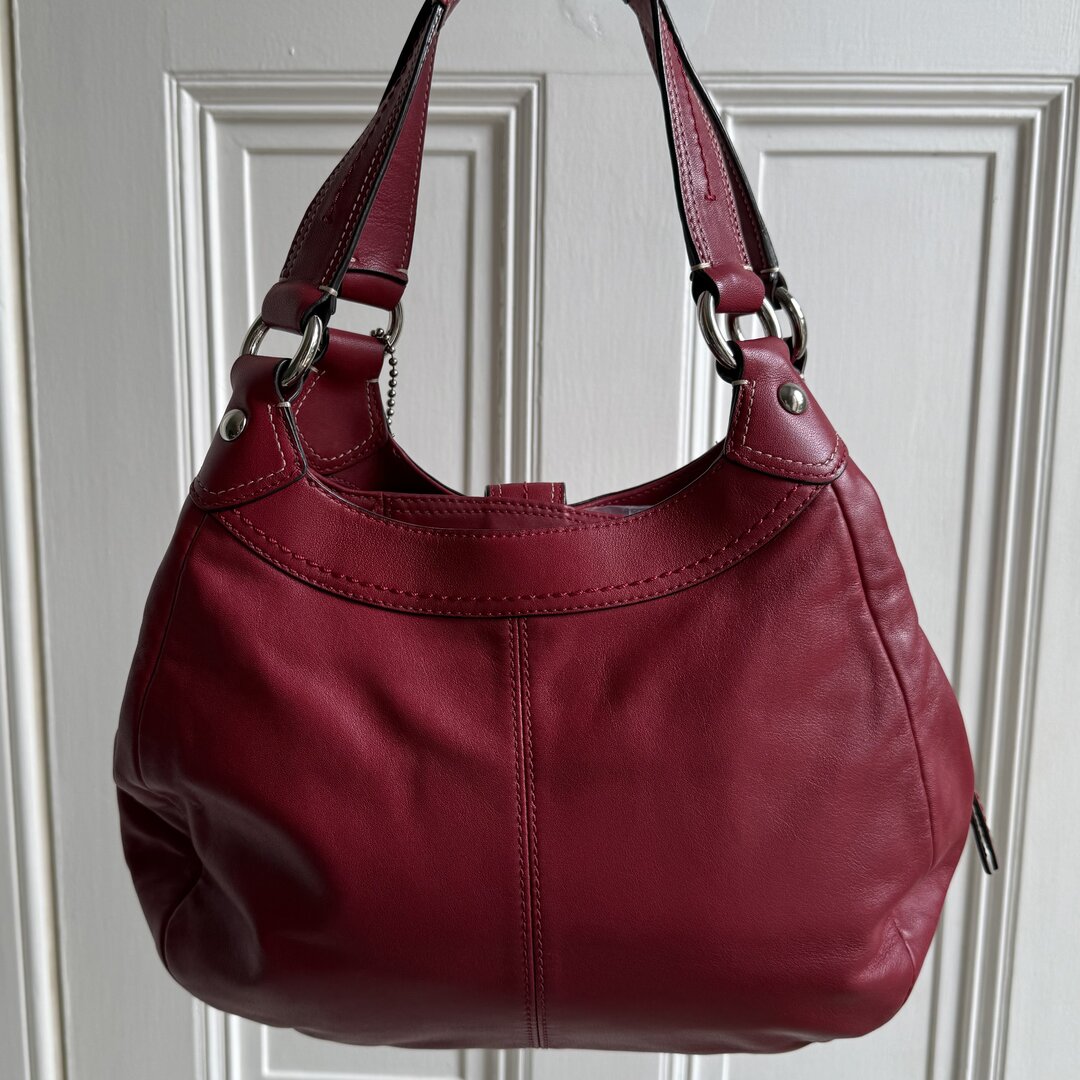 Coach Soho Hobo Leather Red Buckle Shoulder Bag