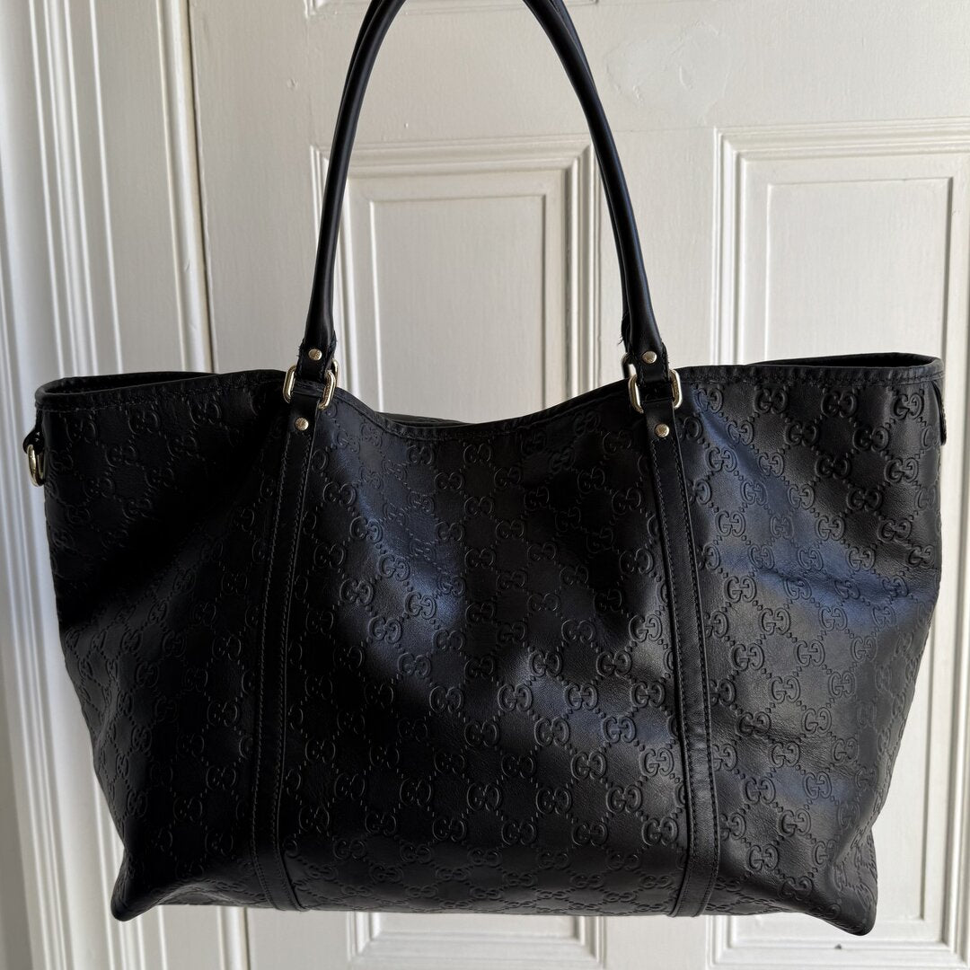 Gucci Guccissima Black Leather Tote Bag