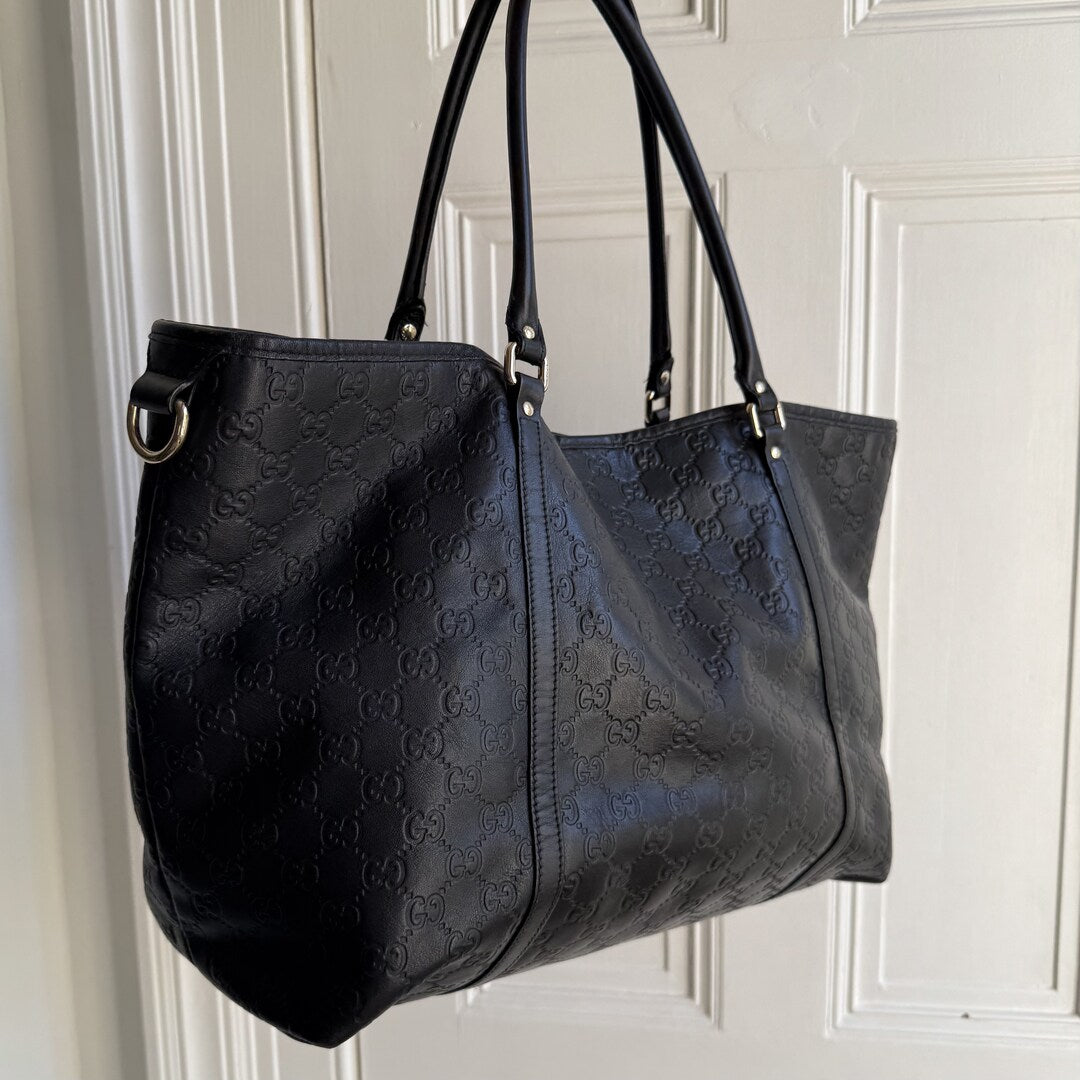 Gucci Guccissima Black Leather Tote Bag