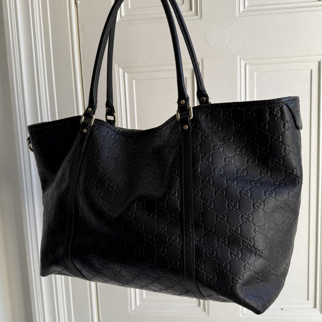Gucci Guccissima Black Leather Tote Bag
