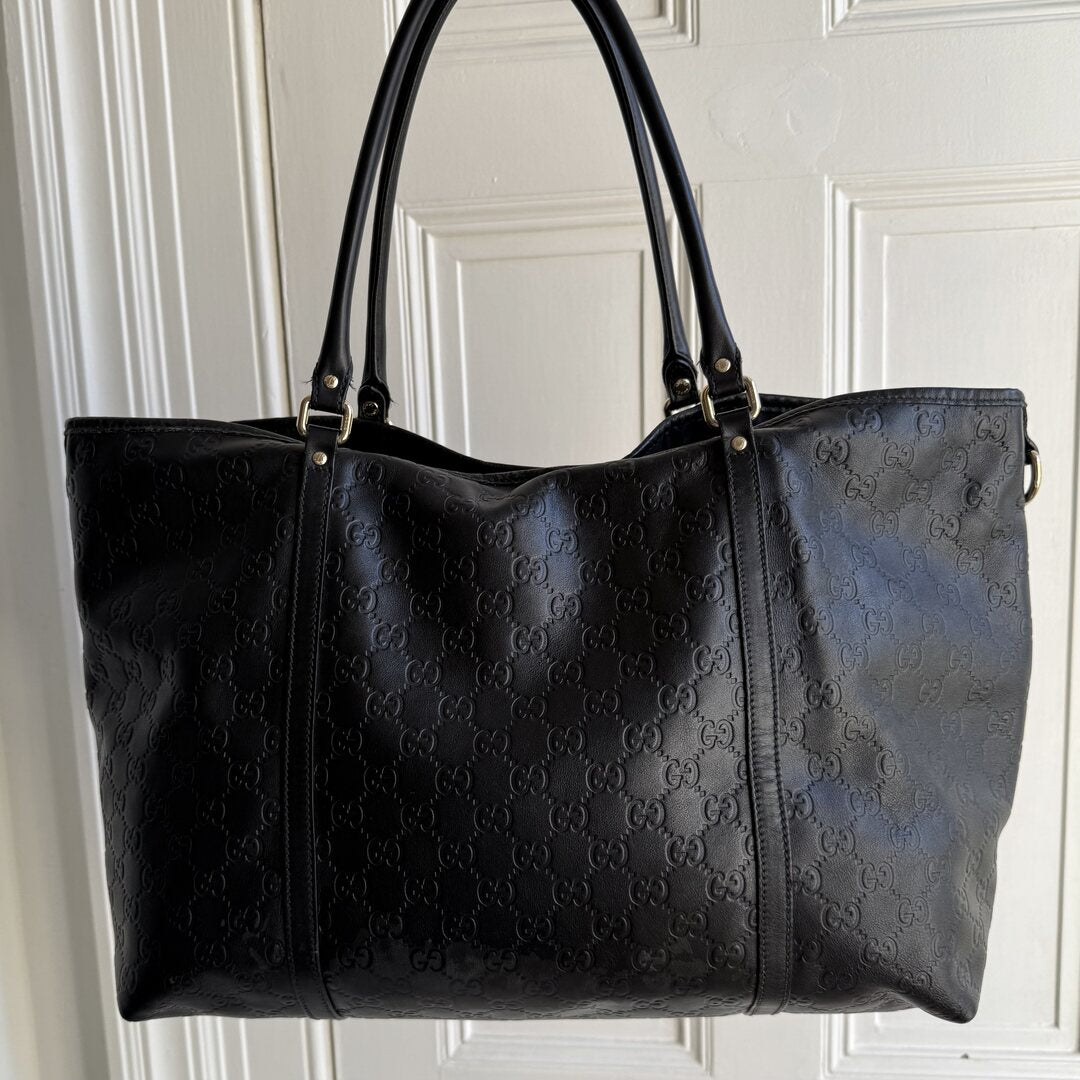 Gucci Guccissima Black Leather Tote Bag