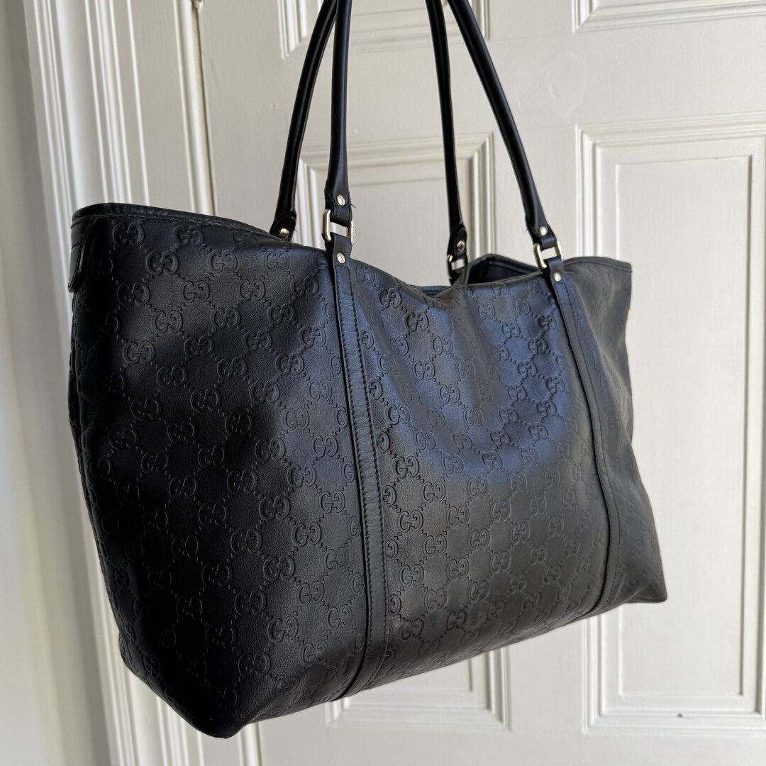Gucci Guccissima Black Leather Tote Bag