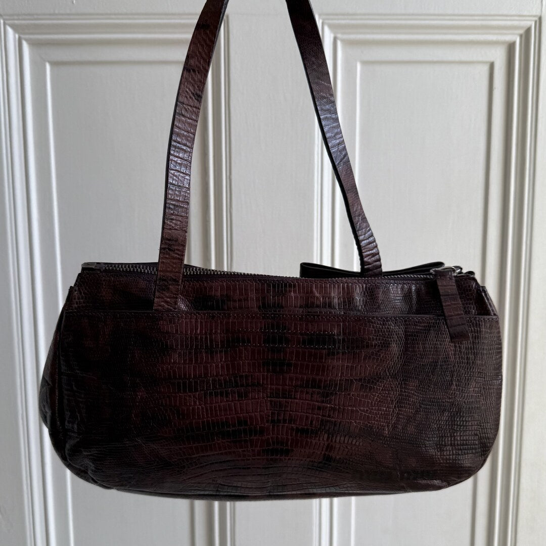 Archive Miu Miu Snake Print Bow Leather Shoulder Bag