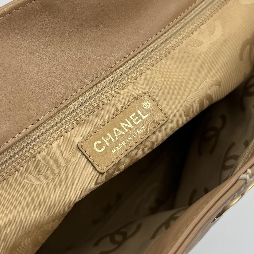 2004 Chanel CC Surpique Wild Stitch Caramel Brown Leather Tote Bag
