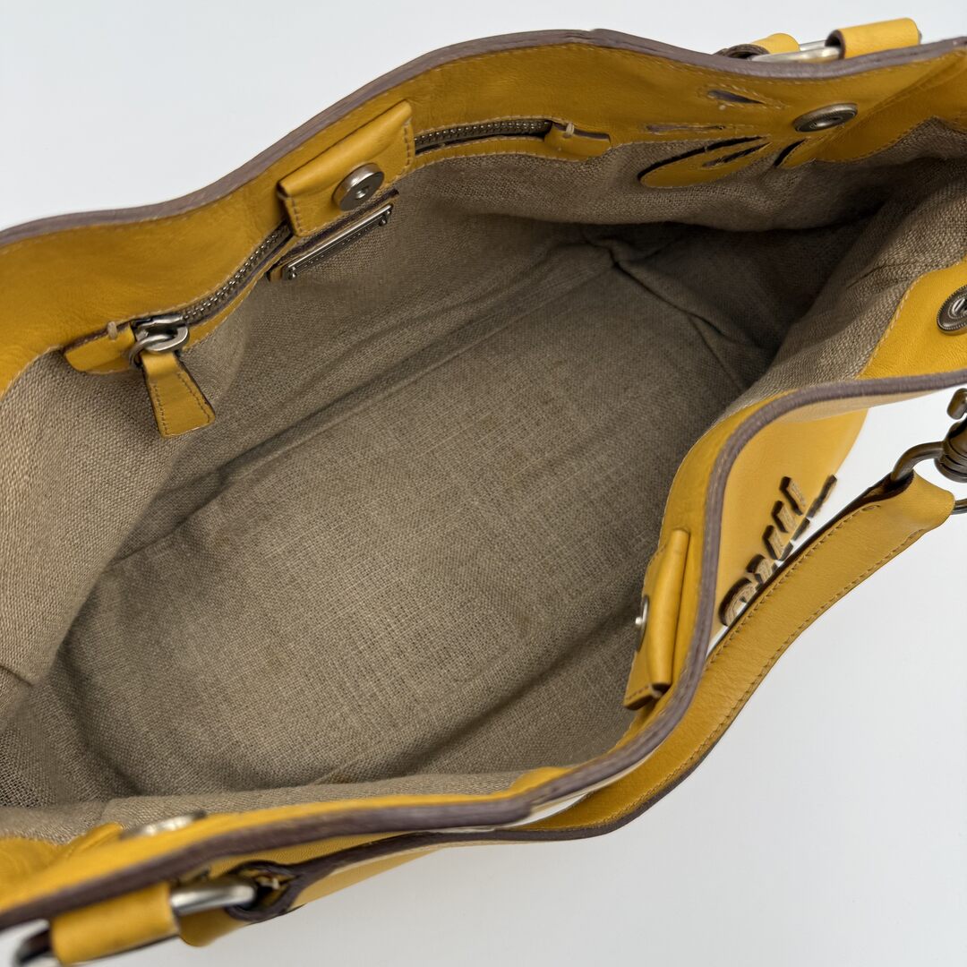 Rare Miu Miu Flower Hobo Leather Yellow Shoulder Bag