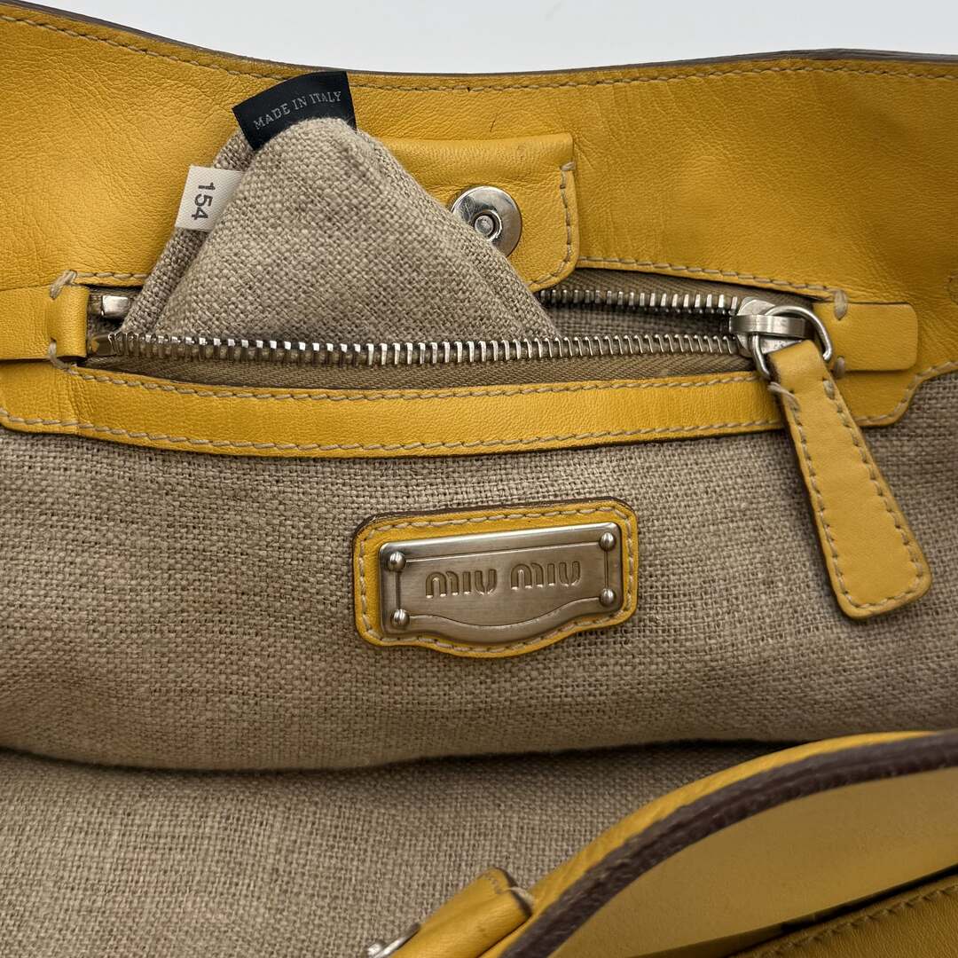 Rare Miu Miu Flower Hobo Leather Yellow Shoulder Bag