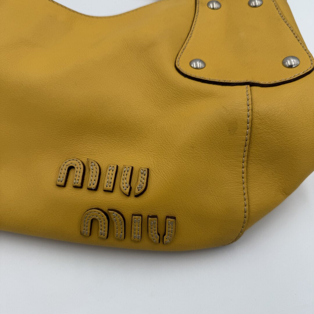 Rare Miu Miu Flower Hobo Leather Yellow Shoulder Bag