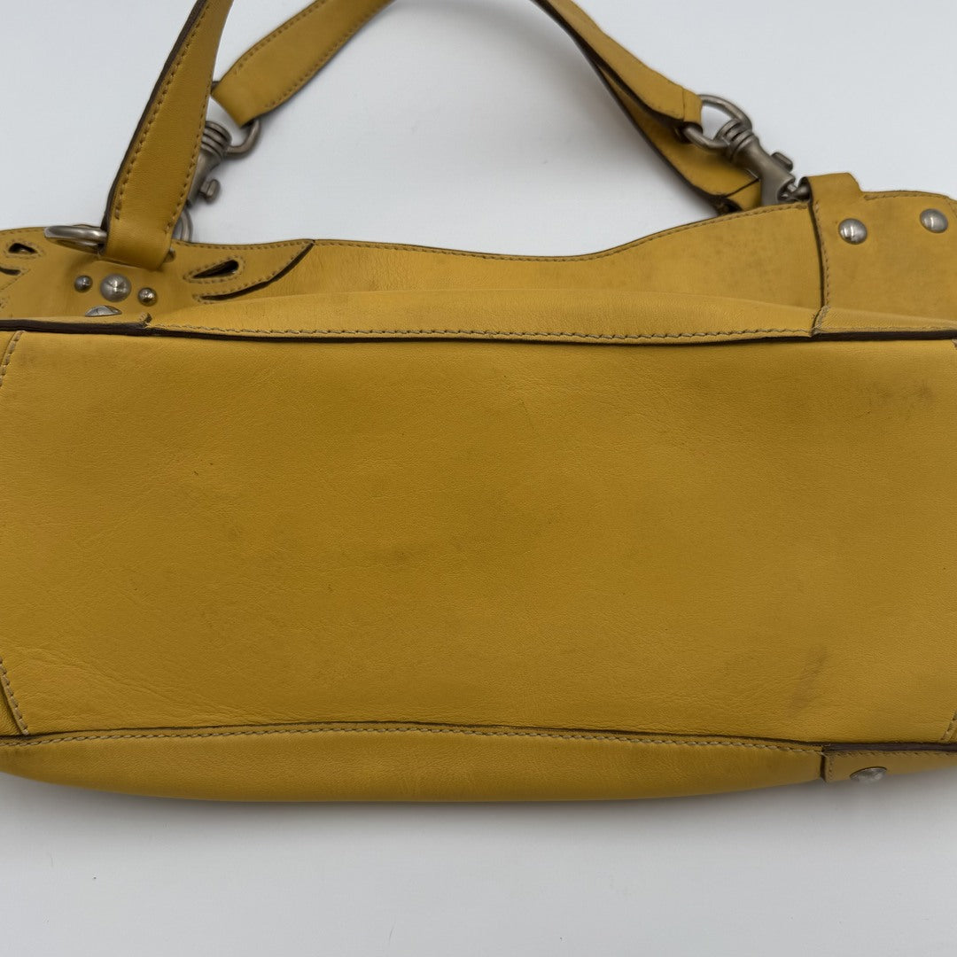 Rare Miu Miu Flower Hobo Leather Yellow Shoulder Bag