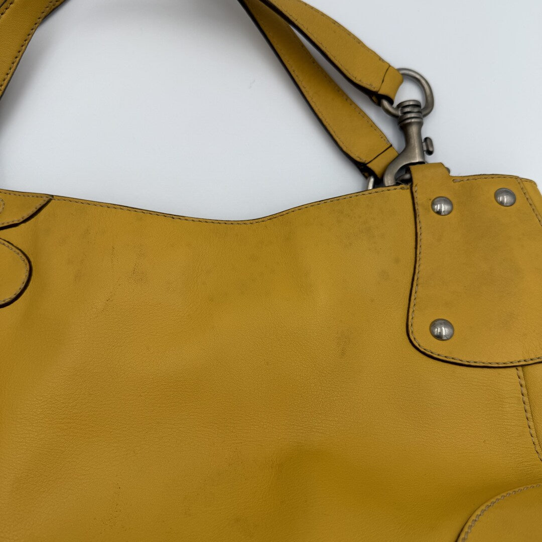 Rare Miu Miu Flower Hobo Leather Yellow Shoulder Bag