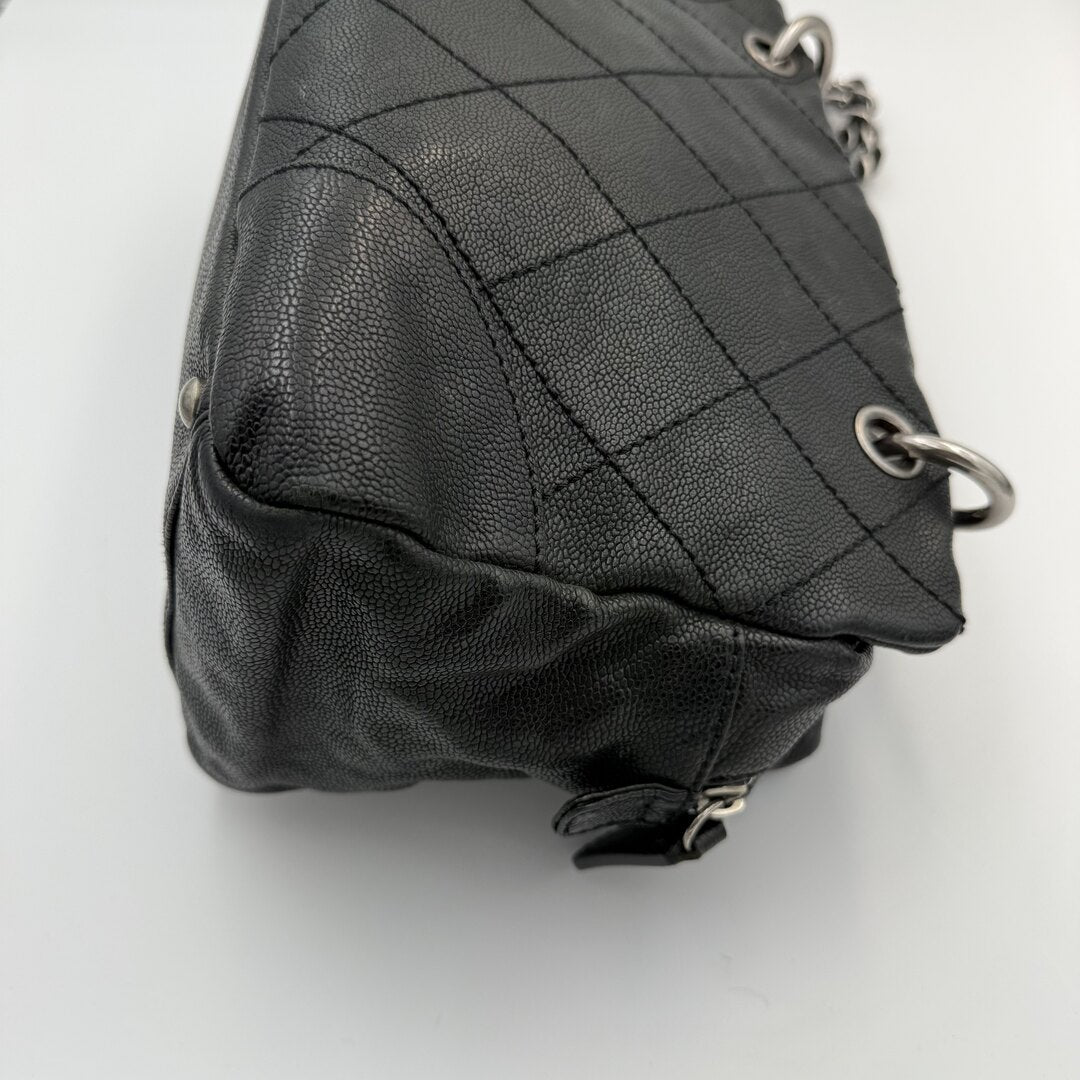 2005 Chanel CC Wild Stitch Black Leather Shoulder Bag