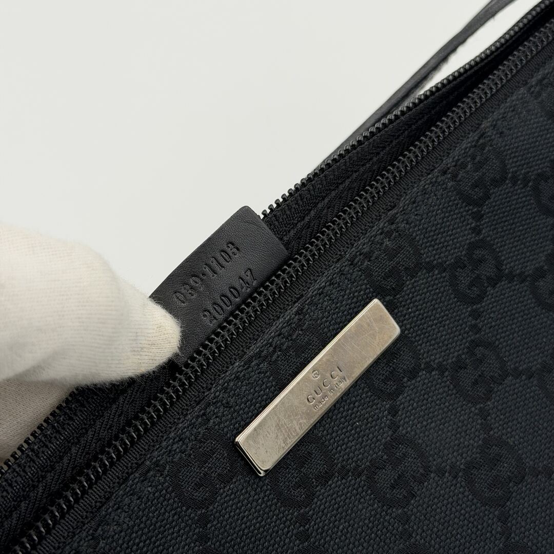 Gucci GG Monogram Black Boat Pochette Handbag