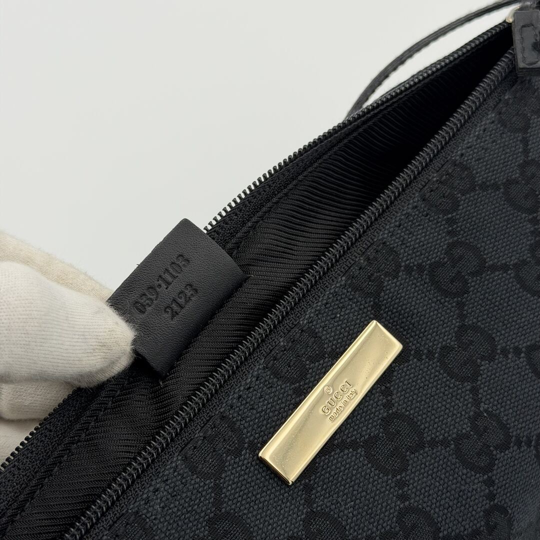 Gucci GG Monogram Black Boat Pochette Handbag