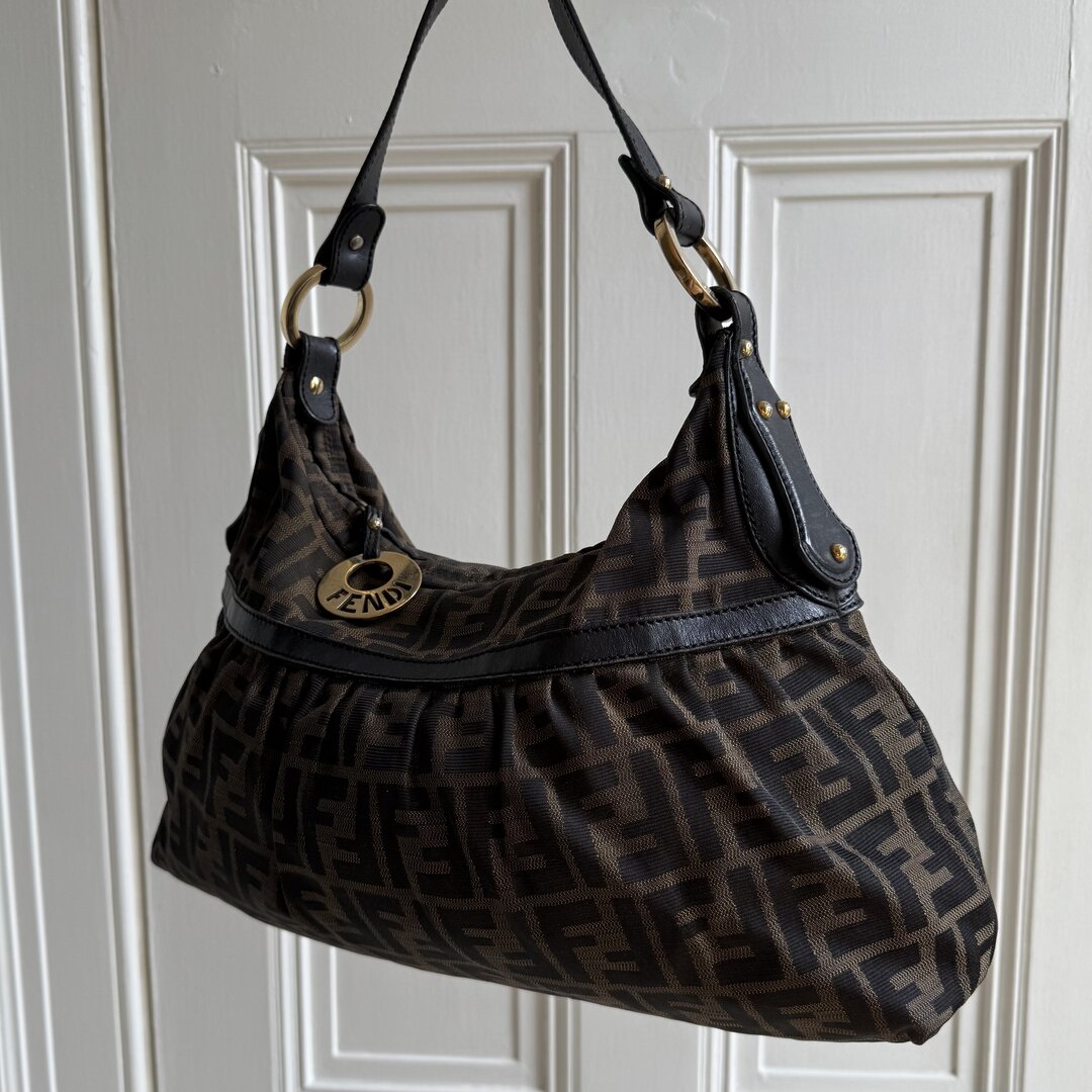 Fendi Zucca Charm Shoulder Bag