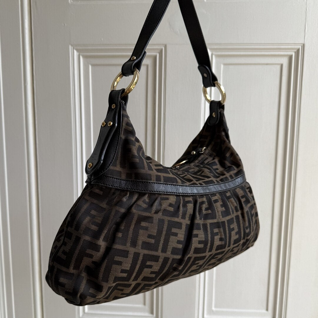 Fendi Zucca Charm Shoulder Bag