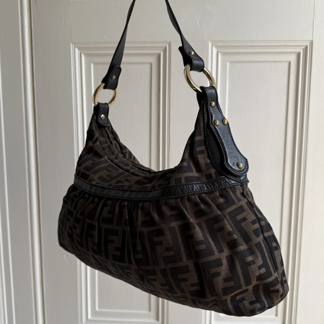 Fendi Zucca Charm Shoulder Bag