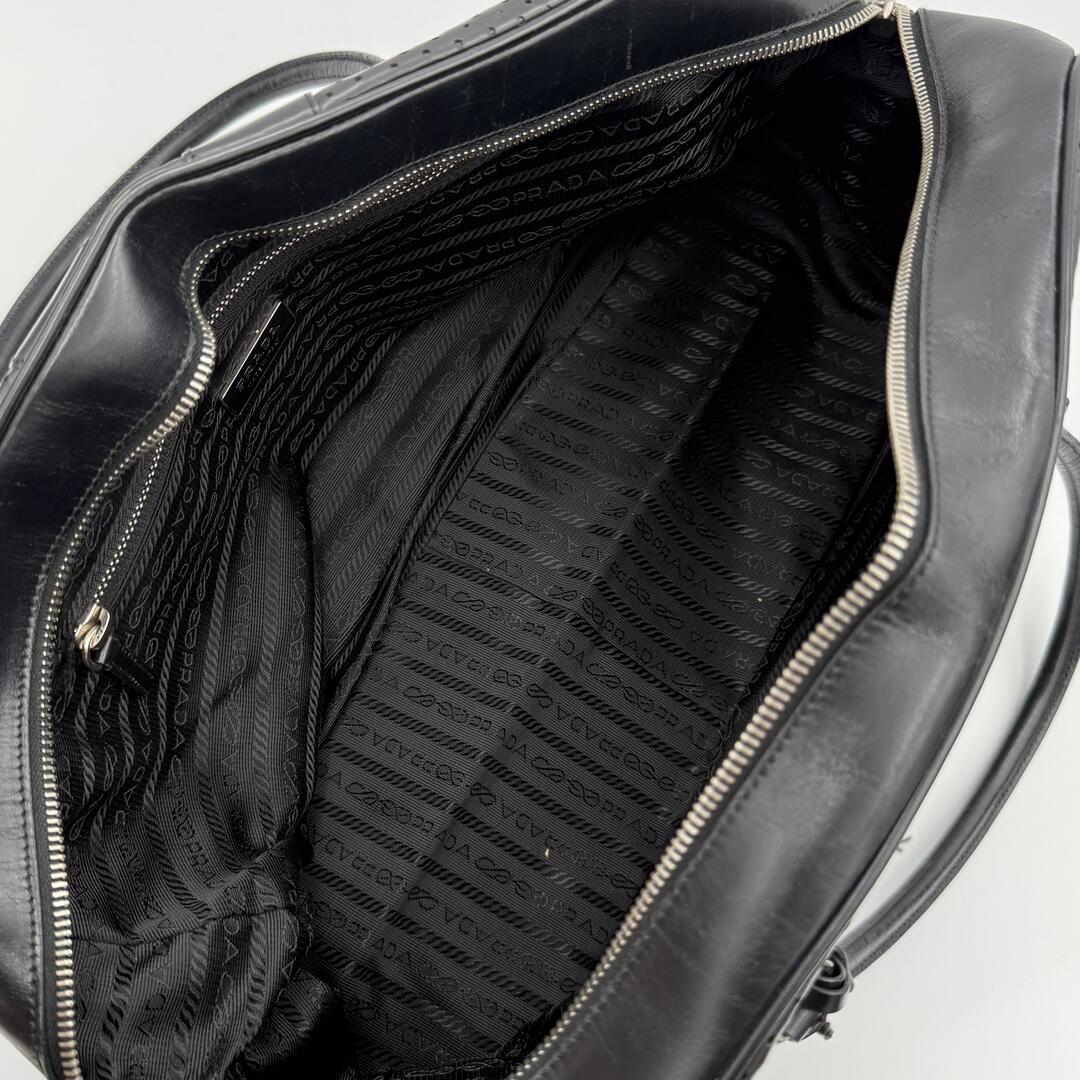 2000s Prada Vitello Bowling Black Leather Handbag