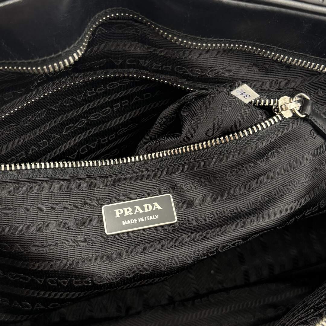 2000s Prada Vitello Bowling Black Leather Handbag