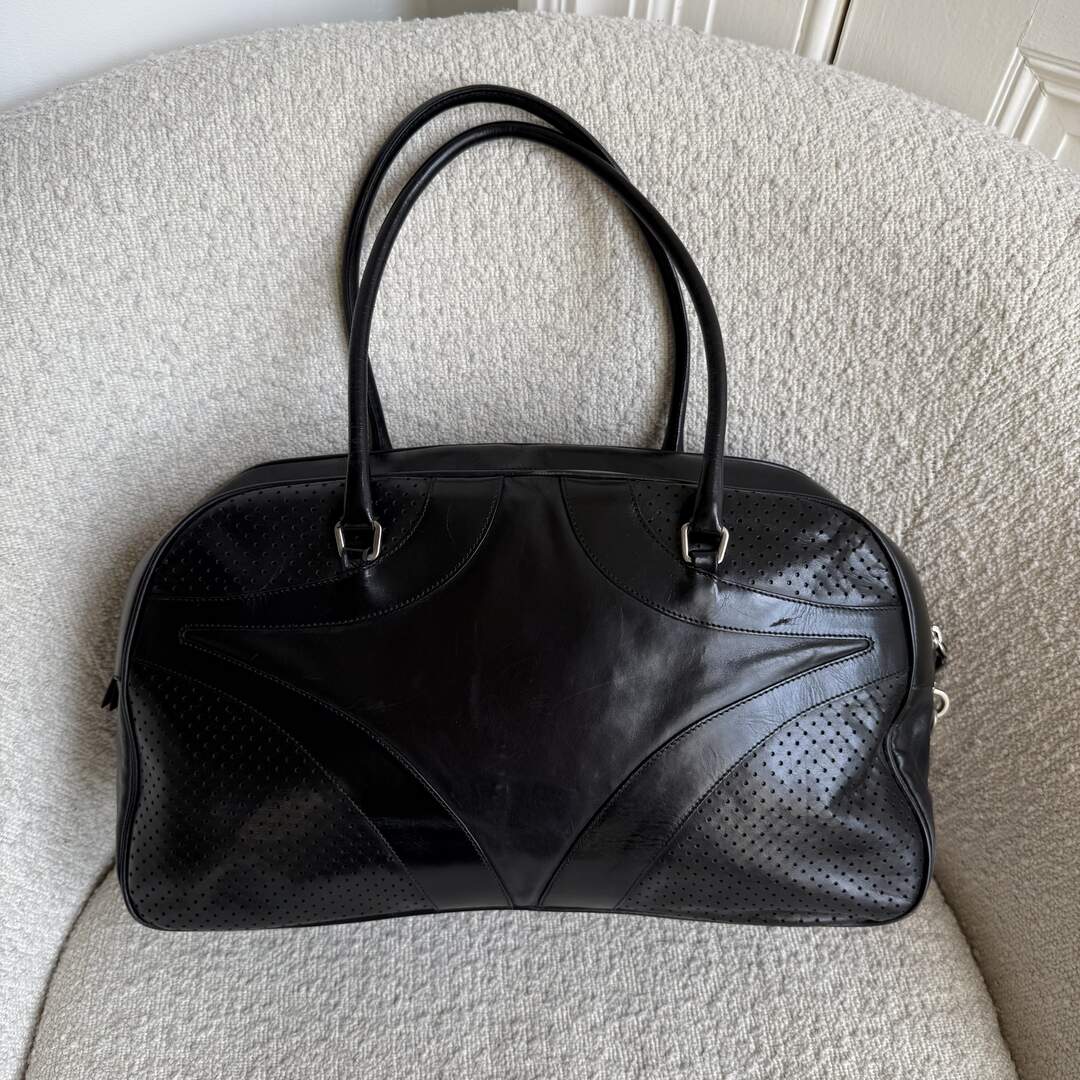 2000s Prada Vitello Bowling Black Leather Handbag
