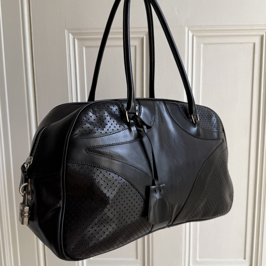 2000s Prada Vitello Bowling Black Leather Handbag