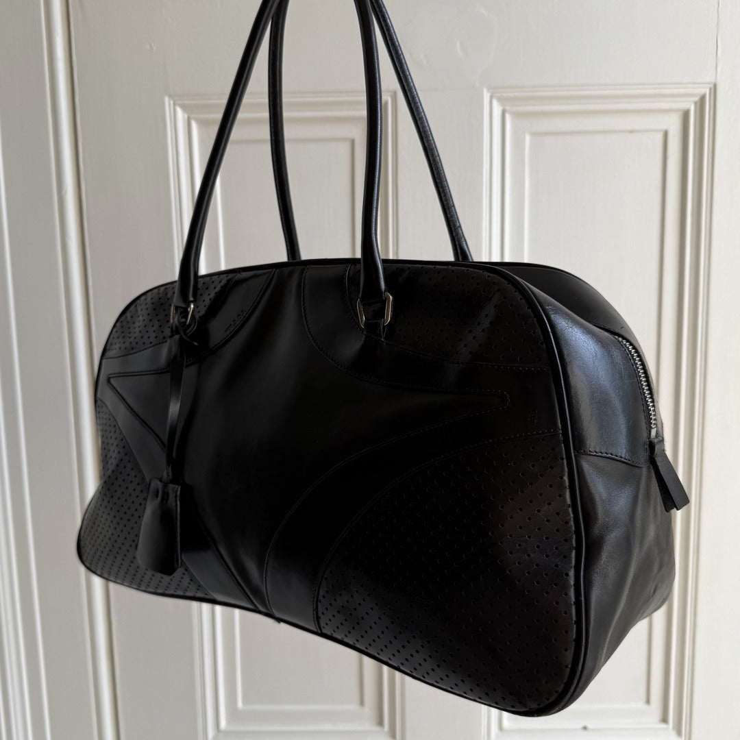 2000s Prada Vitello Bowling Black Leather Handbag