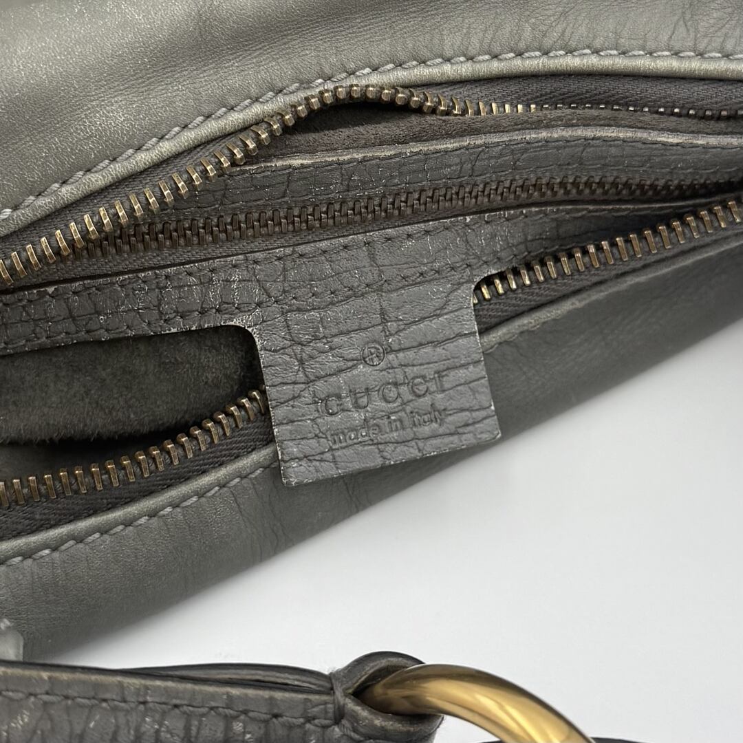 Gucci Horsebit Leather Grey Shoulder Bag