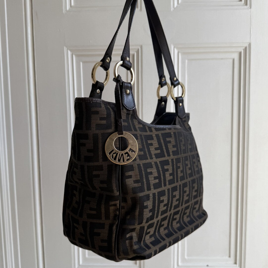 Fendi Zucca Canvas Chef Brown Tote Bag