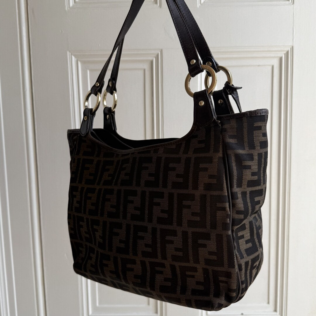 Fendi Zucca Canvas Chef Brown Tote Bag