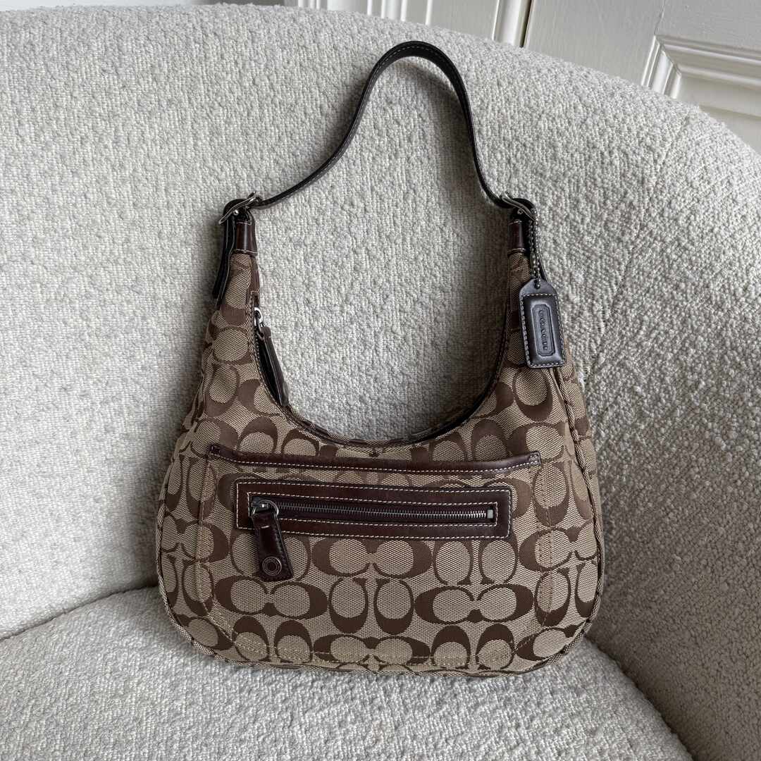 Coach Signature Brown Hobo Shoulder Bag