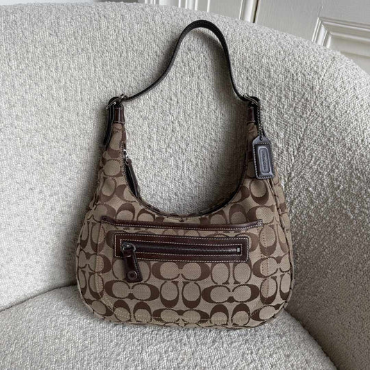 Coach Signature Brown Hobo Shoulder Bag