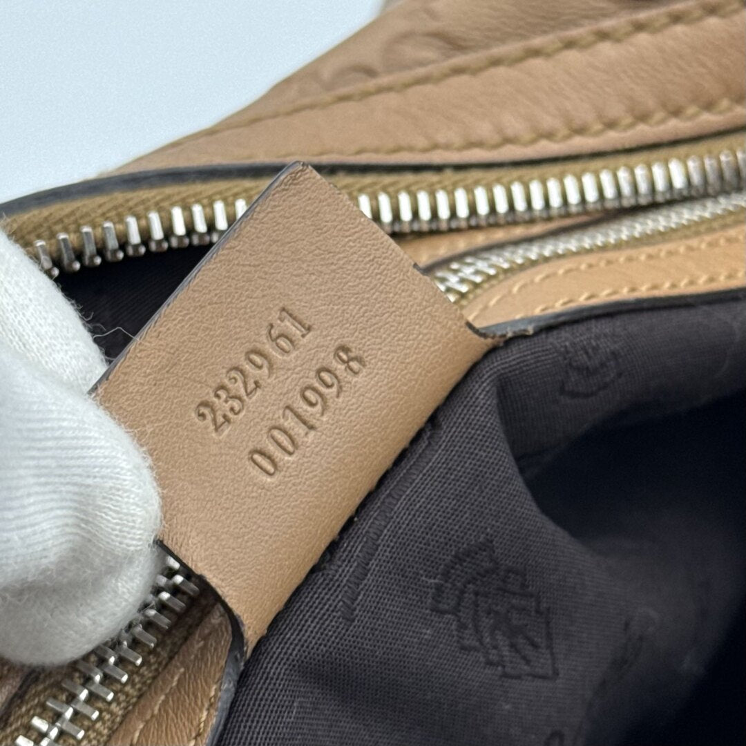 Gucci Guccissima Hobo Leather Brown Shoulder Bag