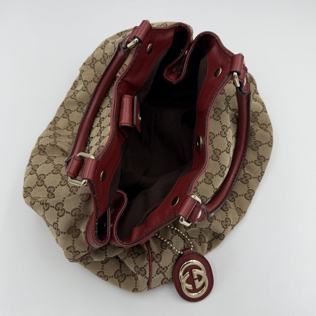 Gucci GG Canvas Sukey Red Tote Bag