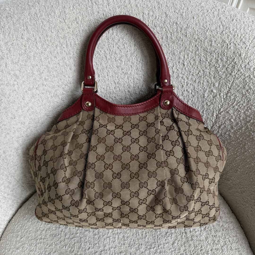 Gucci GG Canvas Sukey Red Tote Bag