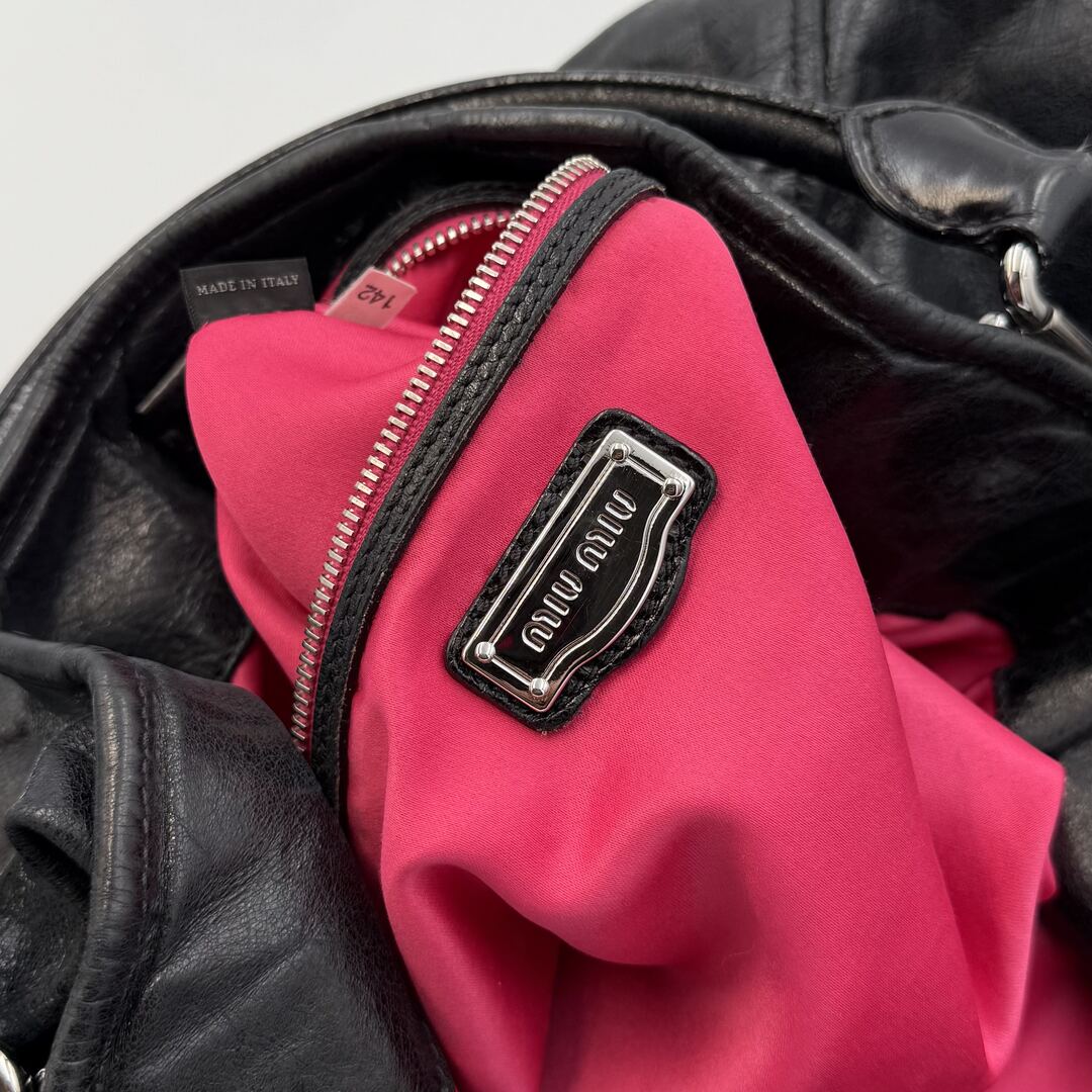 Miu Miu Black Leather Hobo Shoulder Bag