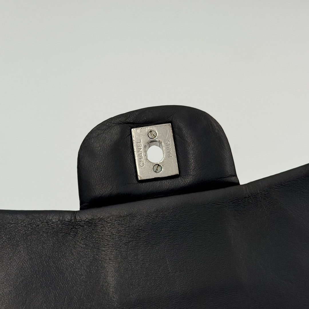2010 Chanel CC Jumbo Classic Quilted Single Flap Black Shoulder Bag