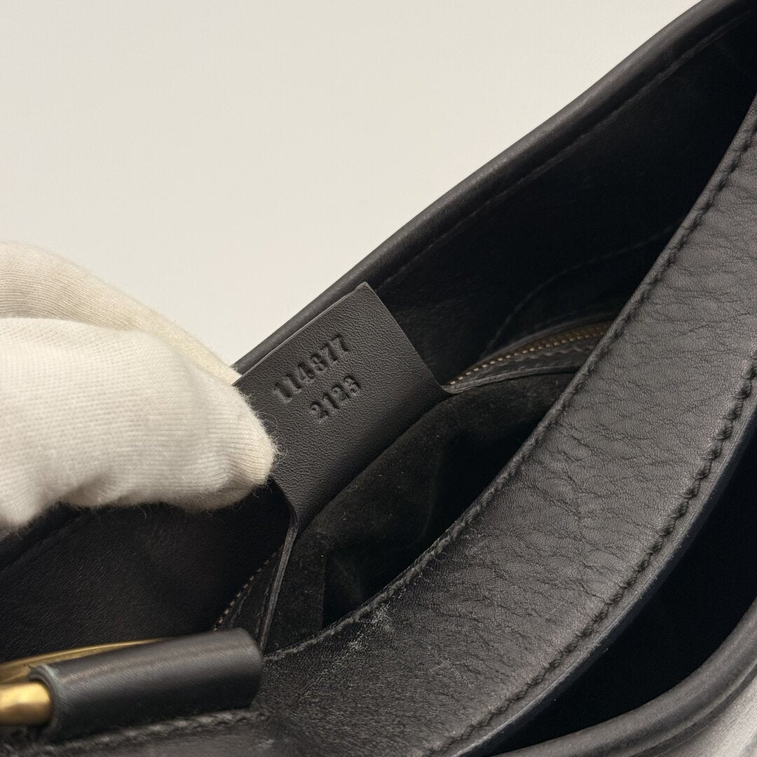 Gucci GG Reins Hobo Black Leather Shoulder Bag