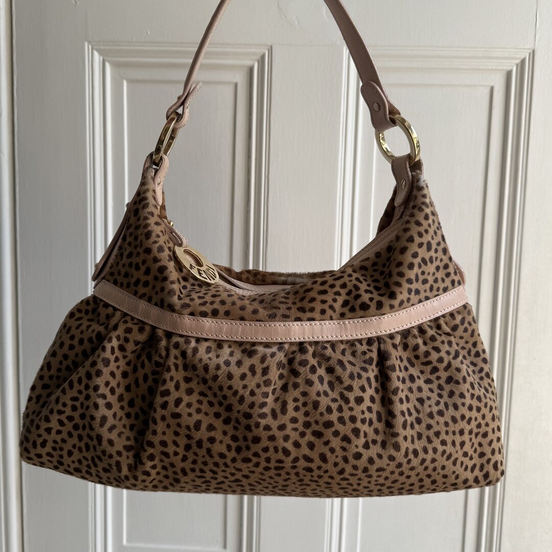 Fendi Leopard Pony Hair Charm Shoulder Bag