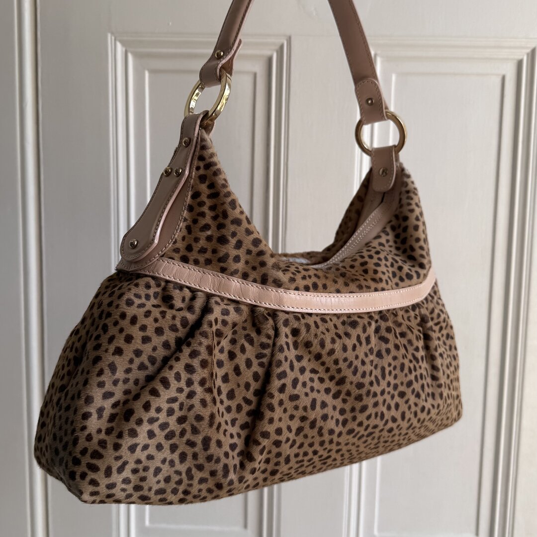 Fendi Leopard Pony Hair Charm Shoulder Bag