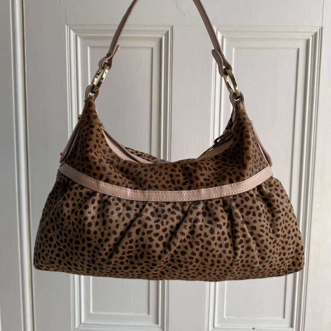 Fendi Leopard Pony Hair Charm Shoulder Bag