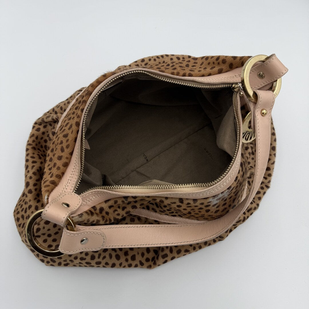 Fendi Leopard Pony Hair Charm Shoulder Bag