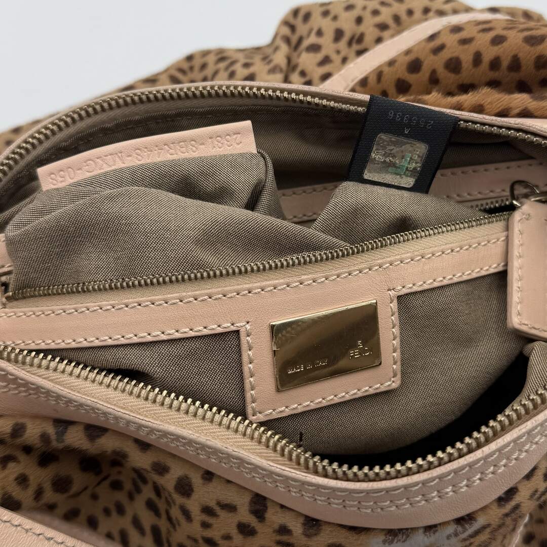 Fendi Leopard Pony Hair Charm Shoulder Bag