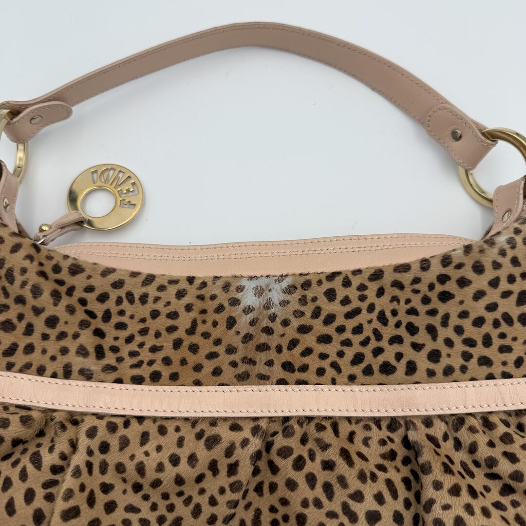 Fendi Leopard Pony Hair Charm Shoulder Bag