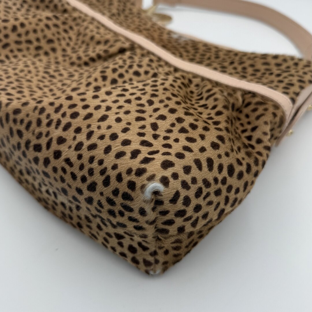 Fendi Leopard Pony Hair Charm Shoulder Bag