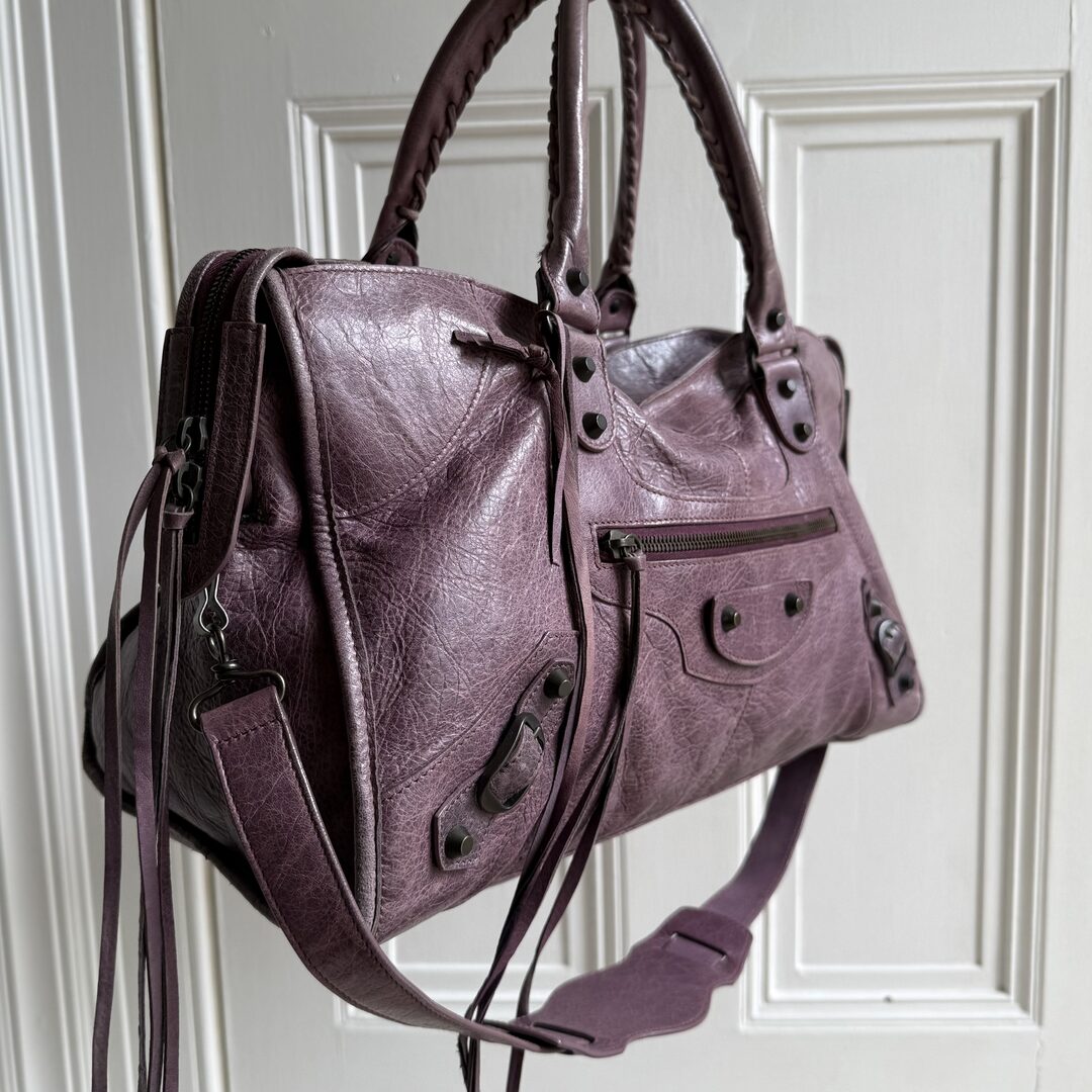 2003 Balenciaga The Part Time Leather Purple Shoulder Bag