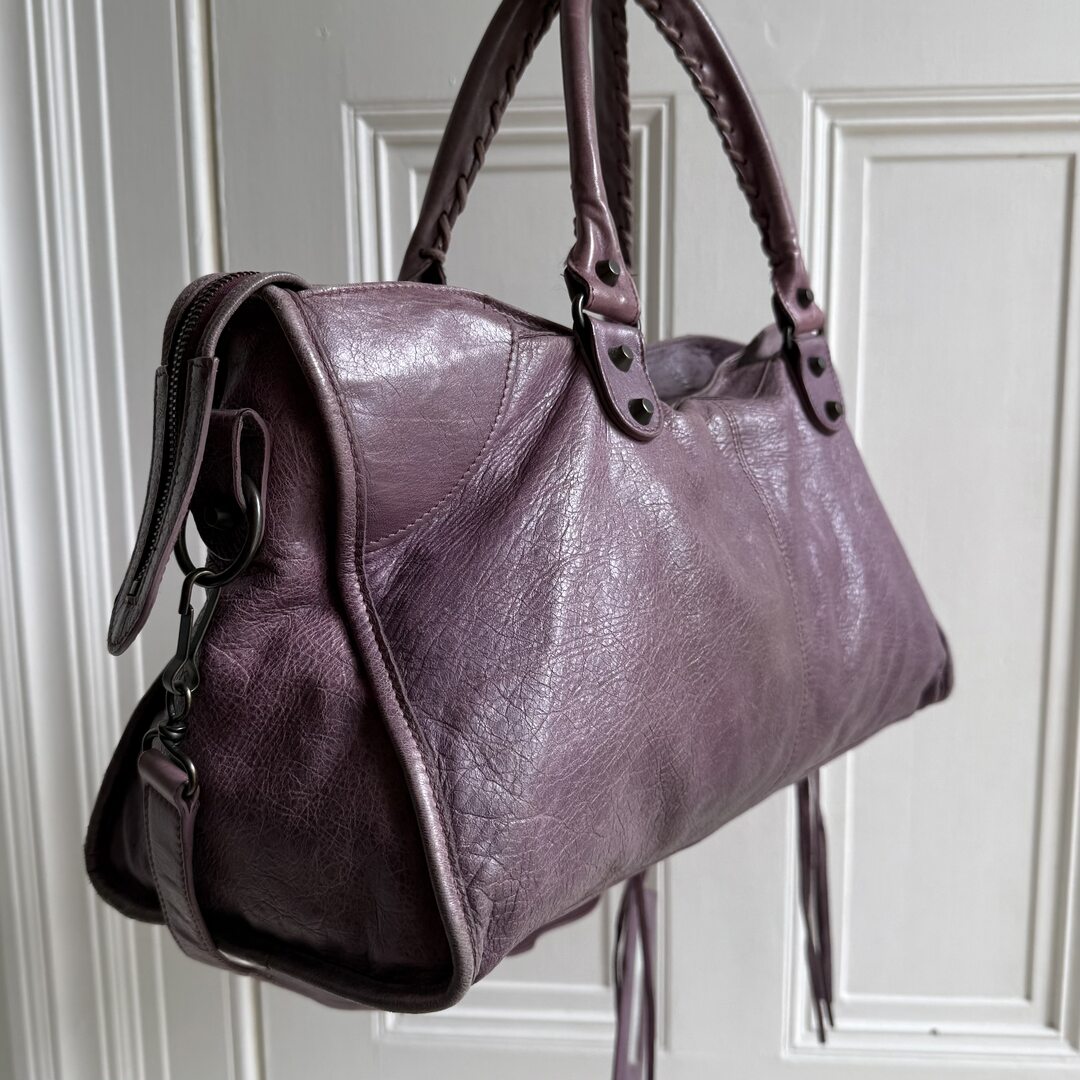 2003 Balenciaga The Part Time Leather Purple Shoulder Bag